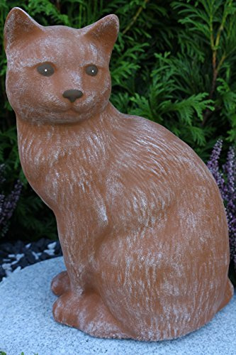 STEINFIGUREN SPICKER Steinfigur Katze groß, 179/3 Gartenfigur Steinguss Tierfigur Terrakotta Patina