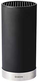 Kyocera Ceppo portacoltelli Rotondo riporre Fino a 8 coltelli, plastica Soft-Touch con Fascia in Acciaio Inox, KB-RD BK