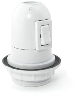 Portalámparas con interruptor y arandela E27 blanco