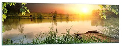 Moderne Impression sur Verre 160x50cm Image Tableau en Verre Decoration Murale pont lac Grand XXL Tableaux Decoratifs Muraux Chambre Cuisine Panoramique Deco Cadre Salon Art Wall Decor GAB160x50-3914