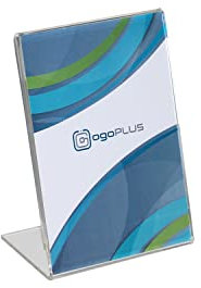 ogoPLUS 10 Stück L-Ständer DIN A7 Hochformat / Acryl Tischaufsteller, Flyer Ständer, Menükartenhalter, Infoschild, Werbeträger, Acrylglas Preisschild, Aufsteller Werbung
