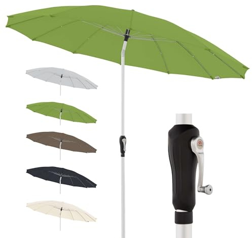 Doppler Sonnenschirm Crank Asia Ø 250cm, Hellgrün, Kurbel, UV-Schutz 50+