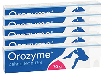 emmi-pet 5 x Orozyme tandvårdgel för hundar och katter med självrengörande funktion I Tandkräm för effektiv munhygien I Hundtandkräm mot tandsten, dålig lukt och för optimal balans