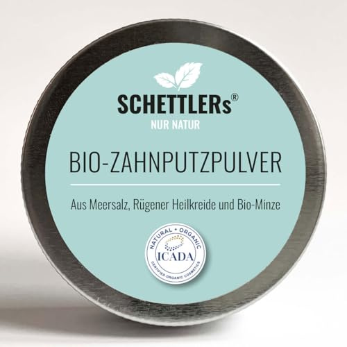 SCHETTLERs Bio-Zahnputzpulver – 30g in der praktischen Schraubdose - supergünstig: bis zu 250 Anwendungen pro Dose - nur 3 Cent pro Anwendung - 100% natürliche Pflege - frei von synthetischen Zutaten