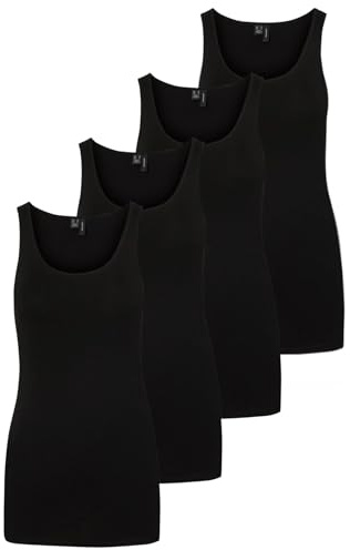 VERO MODA Damen VMMAXI My Soft Long Tank TOP GA 4 Pack, Black/Black & Black & Black, XXL