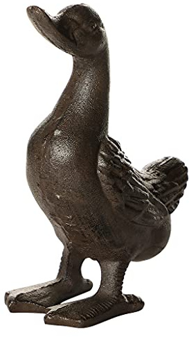 Cast Iron Garden Duck Ornament Metal Garden Sculpture Décor Gift | Recycled Metal, Antique Brown, Sculpture