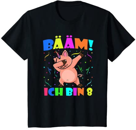 Enfant Bääm Ich Bin 8 Corbeille à papier pour 8e anniversaire Motif cochon T-Shirt