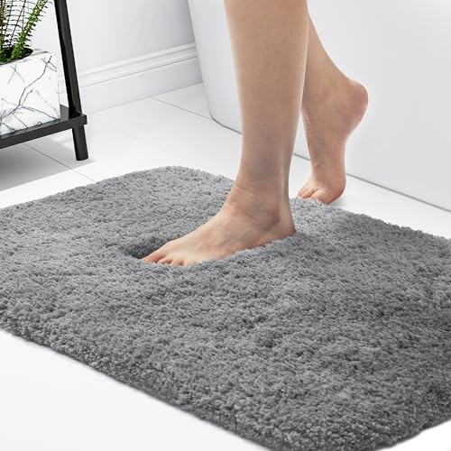 Deconovo Badvorleger Badematte rutschfest waschbare Badematten Weich Mikrofaser Saugfähig Badezimmerteppich Shaggy Badezimmer Teppich Duschvorleger rutschfest, 70x120 cm, Grau, 1 Stück