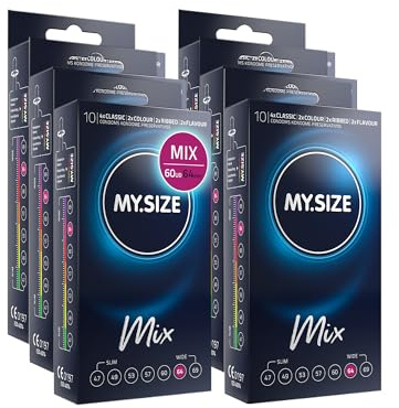 My.Size Mix Kondome Größe 6, 64 mm, Vorteilspackung, I 60 Stück I Condome in 4 aufregenden Sorten, mit Aroma, Farbe, Genoppt & Classic