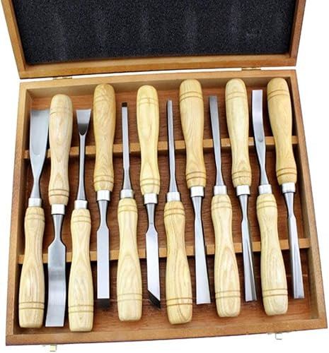 12 pièces DIY Sculptural Gouges Main Carbone Sculpture sur Bois Ciseau Outils pour Débutants et Sculpteurs Expérimentés