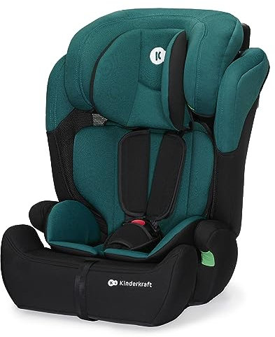 Kinderkraft Car Seat Comfort UP, I-Size Booster Child Seat, with 5 Point Harness, Adjustable Headrest, for Toddlers, Infant, Group 1/2/3, 9-36 Kg, Up to 12 Years, Green