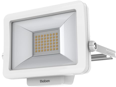 Theben 1020692 theLeda B20L W WH projecteur à LED 20 W 3000 K extérieur | 2420 lm, IP 65, rotation 360°, modules mouvement/luminosité en option, blanc, blanc chaud