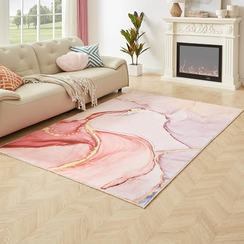 Tappeti Design Teppich Wohnzimmer 160x230 Teppich Kurzflor Sahnepulver Goldener Minimalistischer Stil Teppiche Schlafzimmer, Flur, Esszimmer