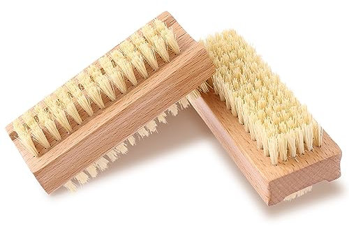 Amaxiu 2 Stück Nagelbürste Holz, doppelseitige Nagelbürste Handbürste mit Steifen Borsten Nagelreinigungsbürsten, für Fingernägel Fußnägel Fingernagelbürste Maniküre Pediküre Bürste