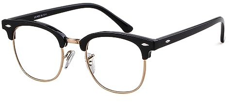 ADEWU Retro Brille mit Blaulichtfilter Herren Damen Nerd Brille Ohne Stärke Halbrahmen Augenkomfort für PC Tablet Handy