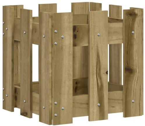 Hochbeet aus Holz, Lattenzaun Design Blumenbeet Blumenkasten Pflanzkasten Pflanzbeet Gartenbeet Pflanzkübel für Garten & Balkon, 30x30x30 cm Kiefernholz Imprägniert