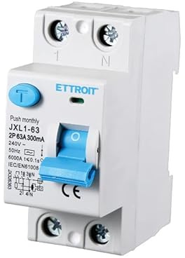 ETTROIT Interrupteur différentiel pur sauvetage pour barre DIN 2 modules 2P 63A 240V 300mA 6KA