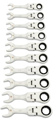 GEARWRENCH Juego de 10 llaves de trinquete combinadas de 90 dientes y 12 puntos, métricas | 10 mm - 19 mm | 86870