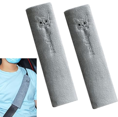 KASESSS 2 Stück Gurtpolster Kinder, Niedliche Katze Gurtpolster, Atmungsaktiv Hautfreundlich Gurtpolster Auto, Geschmeidigkeit Autogurt Polster für Erwachsene, Verschleißfest, Ideal für Jeden Gurt