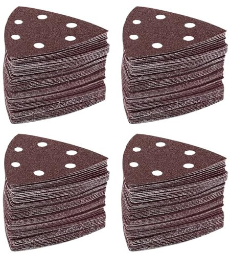 LEILUO 120 Pcs 90MM Oscillating Multi Tool Sandpaper Accessories Fits 3-1/2 Inch Pads Compatible with DeWalt Bosch Milwaukee and More