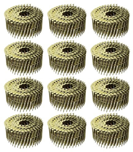 uxcell 3600 Count Siding Nails 2 x 0.083 15-Degree Ring Shank Full Round Head Collated Wire Coil for Lath and Sheathing Materials