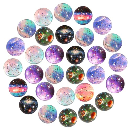 WYTNB 30 Pieces Small Rubber Bouncy Ball Bulk, Fine Workmanship Colorful Bouncy Party Ball, Sturdy Galaxy Themed, 32mm Lightweight Cosmic for School Prize Festival Gift