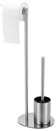 aichilra WC Garnitur Stehend, Edelstahl Toilettenpapierhalter Stehend mit Toilettenbürste, Ohne Bohren, Klopapierhalter mit Klobürste Klorollenhalte für jedes Badezimmer