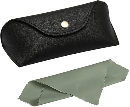 Azlanway Brillenetui PU Leder, Lesebrillenetui Case, Schwarz Tragbarkeit Sonnenbrillen Etui, Wird mit Einem Mikrofasertuch Geliefert für Sonnenbrillen, Lesebrillen, Unisex