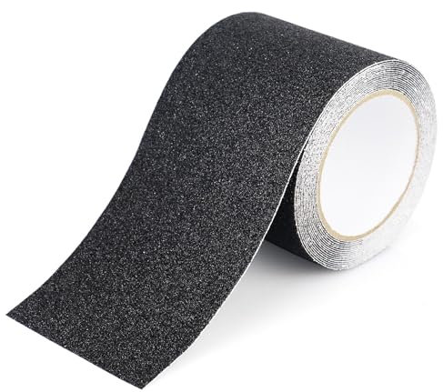 BOMEI PACK Nastro Antiscivolo Nero 10 cm x 5 m, per Scale, Gradini, Pavimenti, Autoadesivo