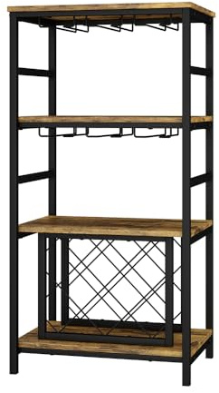 Vicco Weinregal Vela, Eiche rustikal, 50 x 100 cm | mit Glashalter, zur Aufbewahrung von bis zu 12 Weinflaschen und Gläsern