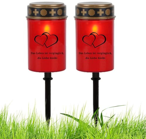 Duroecsain Luci tombali, lampada del cimitero | Set di lampade da tè decorative da 2,Illuminazione a a LED impermeabile per il cimitero del giardino
