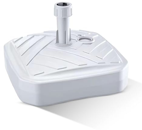 GARDENIX Base de Sombrilla Cuadrado Blanco de plástico rellenable con Arena, Agua, Grava para jardín, Playa, terraza, sombrilla, Soporte para sombrilla, Soporte para sombrilla, Soporte para