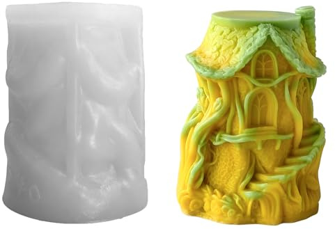 Xidmold Fairy Garden & Gnome House Silicone Moulds for Resin Art, Soy Wax Candles, Soap & Plaster Statues – DIY Craft Mould Set for Home Decor