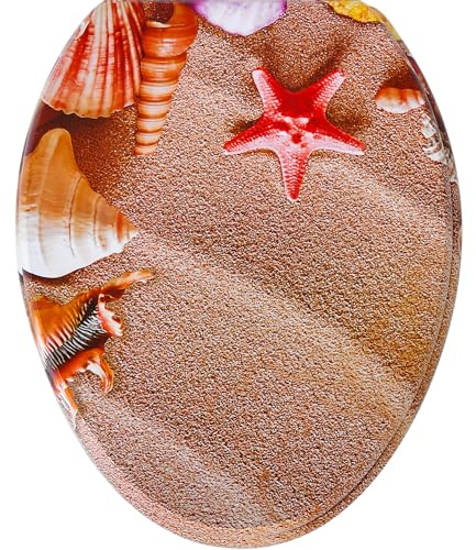 WC Sitz Doppelte Absenkautomatik MDF Holzkern hygienisch Rostfreie Scharniere, Hochwertige Toilettendeckel aus Holz 175kg Bad Toilettendeckel Toilettensitz Klodeckel (Muscheln)