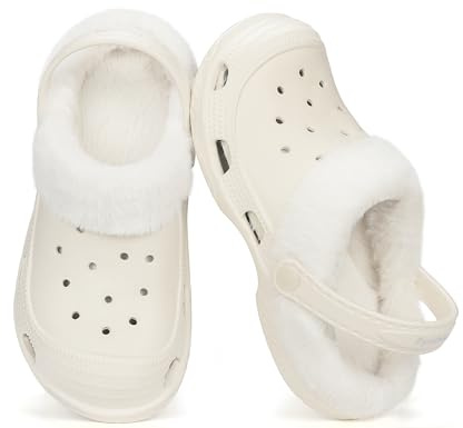 Pyrathon Clogs da Donna con Fodera in Pantofole Zoccoli Invernali Beige 38EU