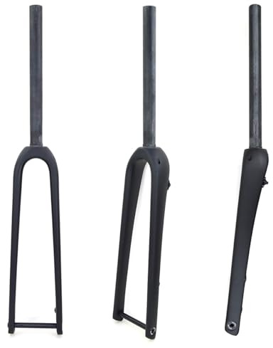 SXSaelciun Vélos Gravel, Fourche Rigide 700C, 100% Fibre de Carbone, Tube Droit/Conique de 1-1/8, axe traversant Avant, Freins à Disque 12 x 100 mm (Droits)