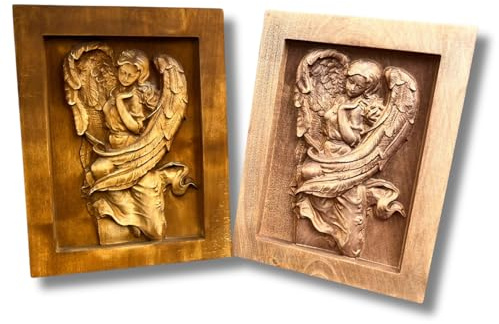 Träbild relief skyddsängel gåva dop nattvard 25 cm