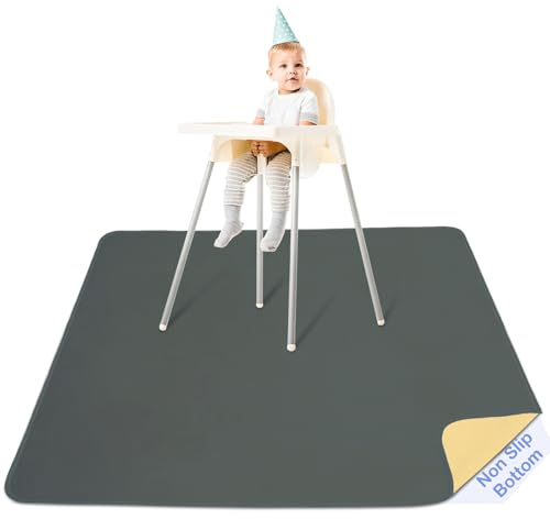 Unicorn Castle Tapis Chaise Haute Bébé 107x117cm, Lavable Imperméable | Splash Mat lavable pour protéger le sol sous chaise haute, pour repas, activités créatives et pique-niques