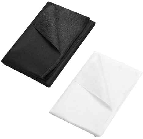 Aoreun Pack of 2 Ironing Fleece 100 x 100 cm Ironing Insert, Iron-On Insert, Lightweight Fleece Line for Ironing Pleats, Sewing Crafts, Reinforced Clothing (Black White)