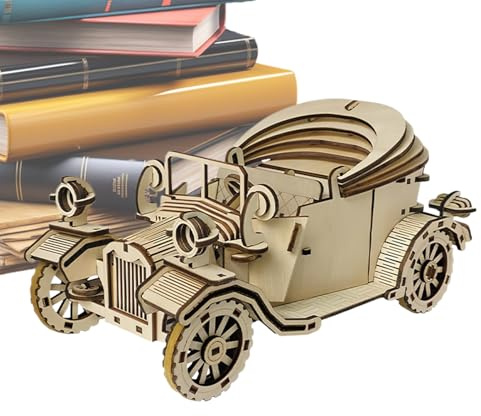 Syengery Kit Maquette Voiture Puzzle 3D Bois, Kit de Construction de Modèle de Véhicule en Bois, Jeu Cérébral Rétro Construction Véhicule pour Collectionneurs Amis Famille Ados