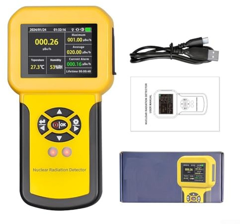 Bulevisiter Détecteur radioactif, détecteur de rayonnement nucléaire avec batterie rechargeable, Gamma Beta X-For Ray, écran LCD 2,5, charge de type C, pour personnel