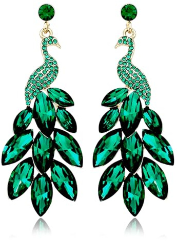 Pfau Ohrringe, Ohrringe Hängend für Damen, Mode Dangle Ohrringes, Pfau Kostüm Accessoires, Geschenk für Frauen Damen, für Karneval Cosplay Halloween Mottoparty