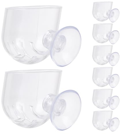 ROMISBABA Lot de 8 Jardinières Murales Suspendues en Acrylique Transparent avec Ventouses Supports Hydroponiques Ovales Petits Vases pour Aquarium et Culture de Plantes Aquatiques