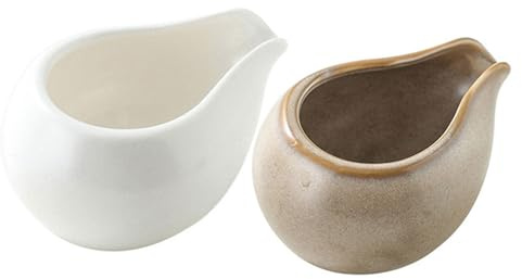 FUOYLOO Brocca per Latte in Ceramica 2 Pezzi Stile Giapponese Design Creativo del Beccuccio Facile da Pulire per Ristoranti e Bar