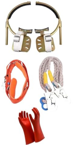 UQUWCUXFI Crampons d'élagueur avec Gants isolants et Corde - Outil d'escalade d'arbres antidérapant, capacité de Charge de 160 kg(15-25cm)