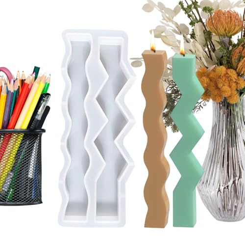Moldes De Silicona Para Velas - Columna Columnar Con Onda Alargada,Silicona de Fácil Desmolde para Hacer Jabón | Para Vela Aromática, Artesanías De, Decoración Del Hogar Y Fundición De