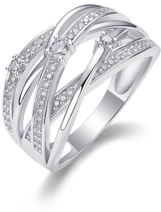 Tolldek Eheringe Platinum PT950, Kreuz Pärchen Ringe mit Moissanit Echtschmuck, Ring Platin, Gr.63 (20.1)