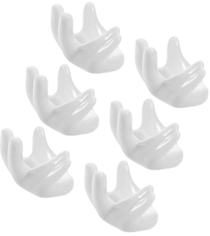 Kichvoe Set 6 Pezzi Portauovo in Ceramica a Forma di Mano Bianca, Espositore per Uova di Pasqua e Uova Sode, Supporto Decorativo da Tavola per Cucina e Feste
