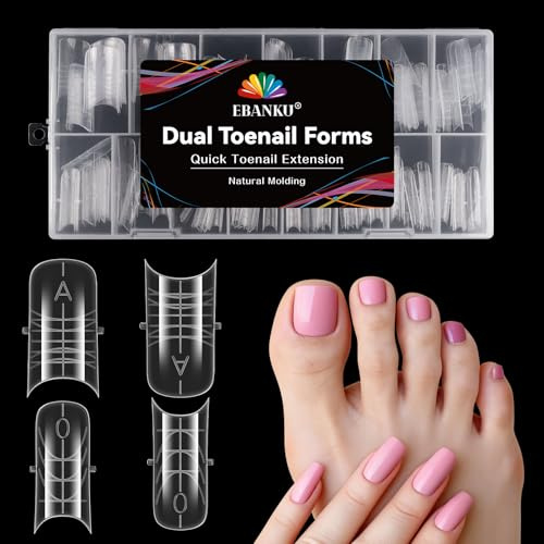 EBANKU 150 PCS 2 in 1 Unghie Finte Dual Nail Form Kit, Riutilizzabili Dual Form Per Mani e Piedi C Curva Copertura Completa & Parziale con Scala Graduata per Unghie Strumenti, 15 Misure