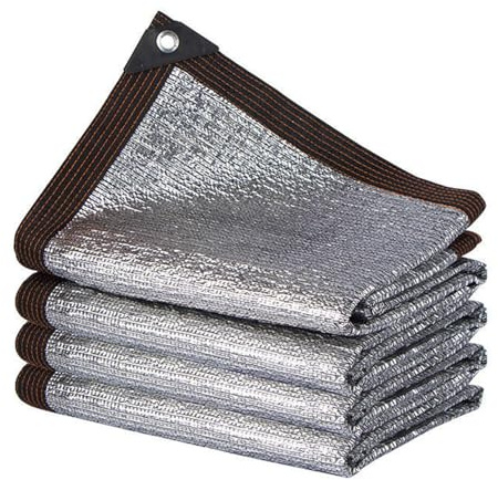 Filet D'ombrage à Feuille D'aluminium Argent Réfléchissant 6x8m Blocage UV 99% Isolant Thermique Tissu | Filet résistant aux déchirures renforcé à œillets,pour terrasse,Jardin,Voiture